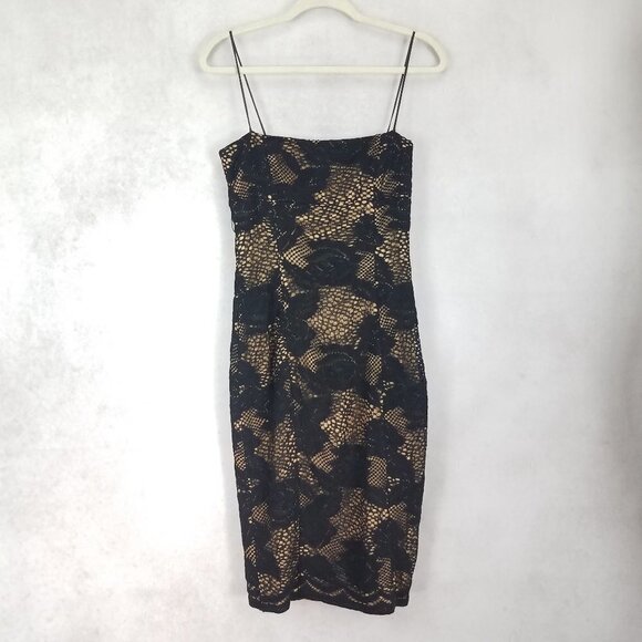 ICE ICEBERG IT 42/ US S Black Cocktail Sheath Dress Spaghetti Straps Lace knit - Picture 1 of 12